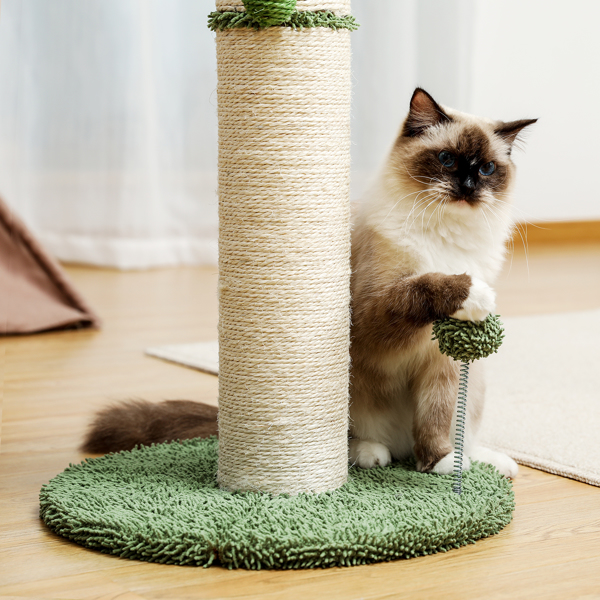绿色仙人掌猫抓柱子带有3个猫抓柱，1个吊球，猫互动玩具适合小型猫-8