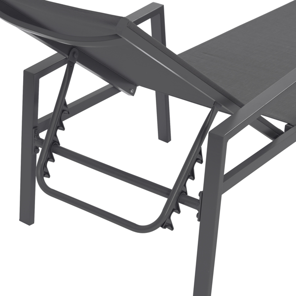 户外三件套躺椅带桌子，可调五角度铝制躺椅（灰色）-14