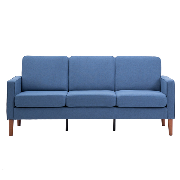 二代 三人位 不带贵妃 实木框架 可与单人位双人位组合 室内组合沙发 麻布 实木腿 185*76*85cm 藏蓝色 N101-5
