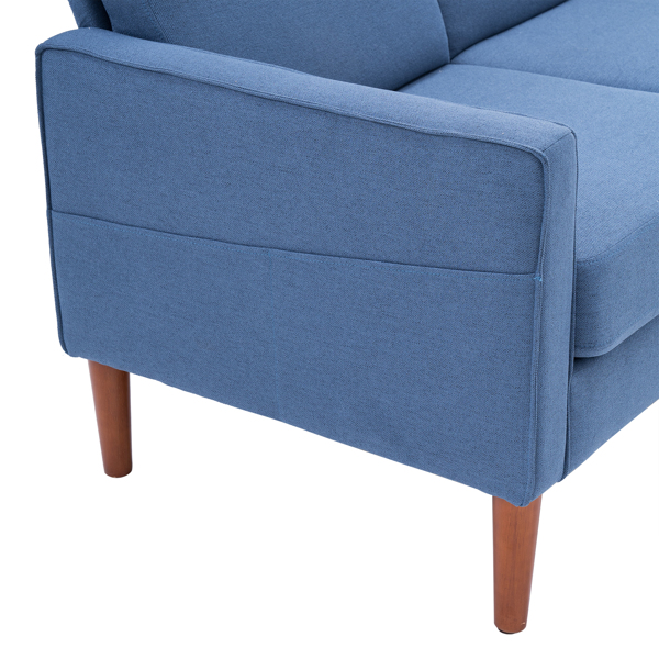 二代 三人位 不带贵妃 实木框架 可与单人位双人位组合 室内组合沙发 麻布 实木腿 185*76*85cm 藏蓝色 N101-17