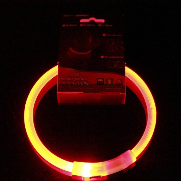 （带电）LED光纤款宠物发光项圈USB充电颈圈50CM 黄色-5