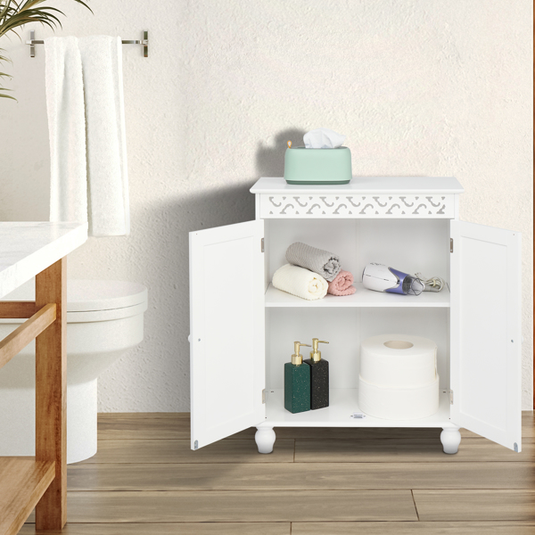 白色 密度板喷漆 三胺贴面刨花板 双门 浴室立柜 雕花 N201-2