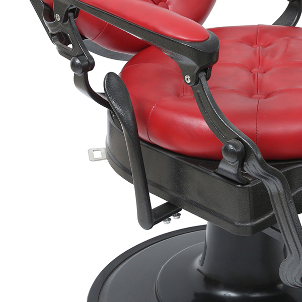 PVC皮革 铝合金框架 特大泵圆盘带毛巾架 可后仰 理发椅 300lbs 红色 HZ8799 N001-13