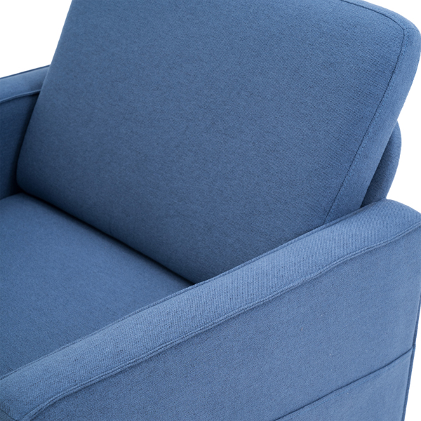 二代 单人位 不带贵妃 实木框架 可与双人位三人位组合 室内组合沙发 麻布 实木腿 80*76*85cm 藏蓝色 N101-11