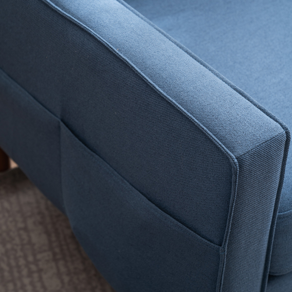 二代 单人位 不带贵妃 实木框架 可与双人位三人位组合 室内组合沙发 麻布 实木腿 80*76*85cm 藏蓝色 N101-29