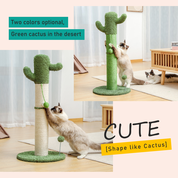 绿色仙人掌猫抓柱子带有3个猫抓柱，1个吊球，猫互动玩具适合小型猫（周末无法发货，请谨慎下单）-6