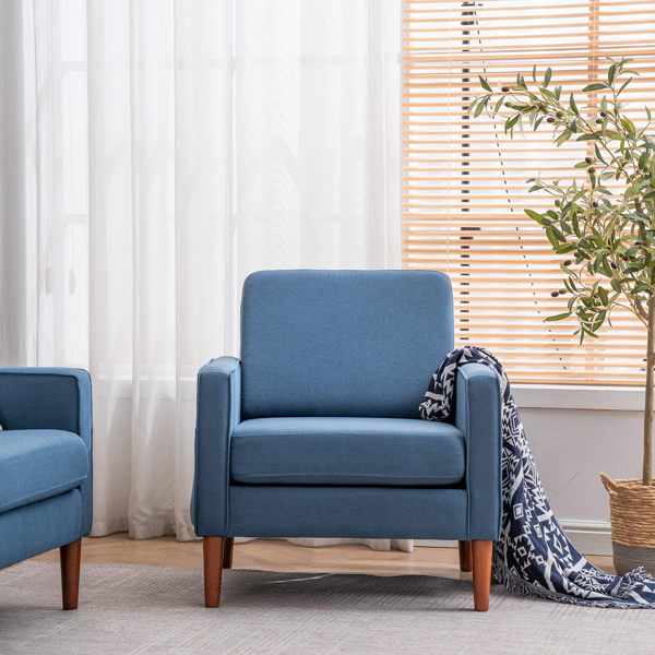 二代 单人位 不带贵妃 实木框架 可与双人位三人位组合 室内组合沙发 麻布 实木腿 80*76*85cm 藏蓝色 N101-32