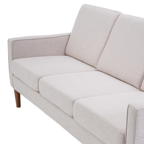 二代 三人位 不带贵妃 实木框架 可与单人位双人位组合 室内组合沙发 麻布 实木腿 185*76*85cm 米白色 N101-13
