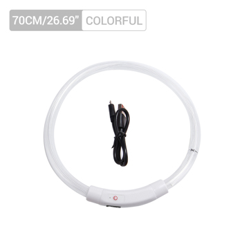 （带电）LED光纤款宠物发光项圈USB充电颈圈70CM 彩色