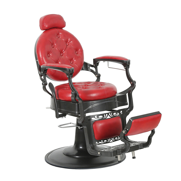 PVC皮革 铝合金框架 特大泵圆盘带毛巾架 可后仰 理发椅 300lbs 红色 HZ8799 N001-4