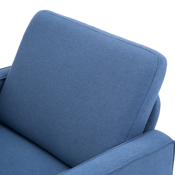 二代 单人位 不带贵妃 实木框架 可与双人位三人位组合 室内组合沙发 麻布 实木腿 80*76*85cm 藏蓝色 N101-13