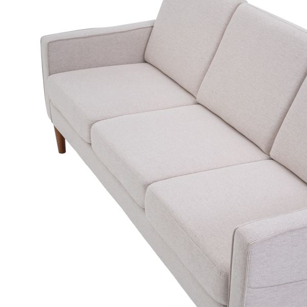 二代 三人位 不带贵妃 实木框架 可与单人位双人位组合 室内组合沙发 麻布 实木腿 185*76*85cm 米白色 N101-16