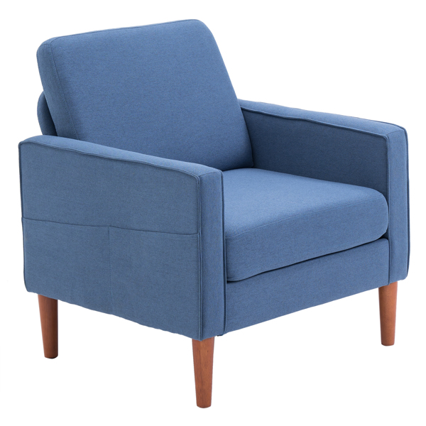 二代 单人位 不带贵妃 实木框架 可与双人位三人位组合 室内组合沙发 麻布 实木腿 80*76*85cm 藏蓝色 N101-6