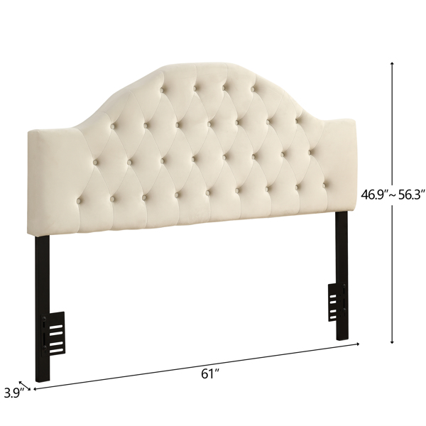 弧形拉扣装饰 白色 Queen 床头板 铁框架软包 欧式 N101 美国-5
