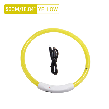 （带电）LED光纤款宠物发光项圈USB充电颈圈50CM 黄色