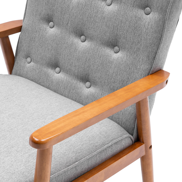 单人座 A款靠背拉点 实木扶手 布艺 灰色 室内休闲椅 复古风 N103-16