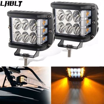 车顶侧灯2Pcs 4 inch Side Shooter LED Pods Light Off Road Dual Side White & Amber Shooter Fog Lamp