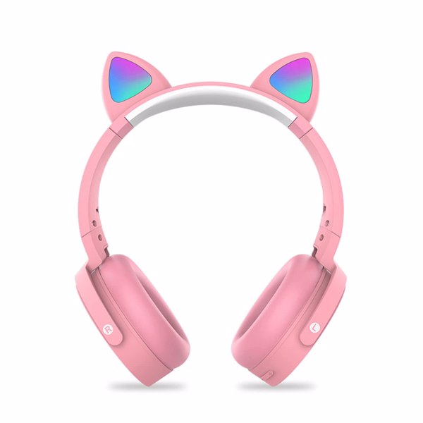 减压耳机儿童玩具耳机，无线蓝牙耳机流行泡泡入耳式耳机减压玩具彩虹色减压耳机适合儿童成人（粉红色猫耳款）-2