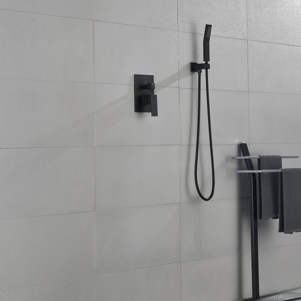 哑光黑色淋浴套装系统浴室豪华雨淋式淋浴组合套装天花板安装花洒淋浴头水龙头-72