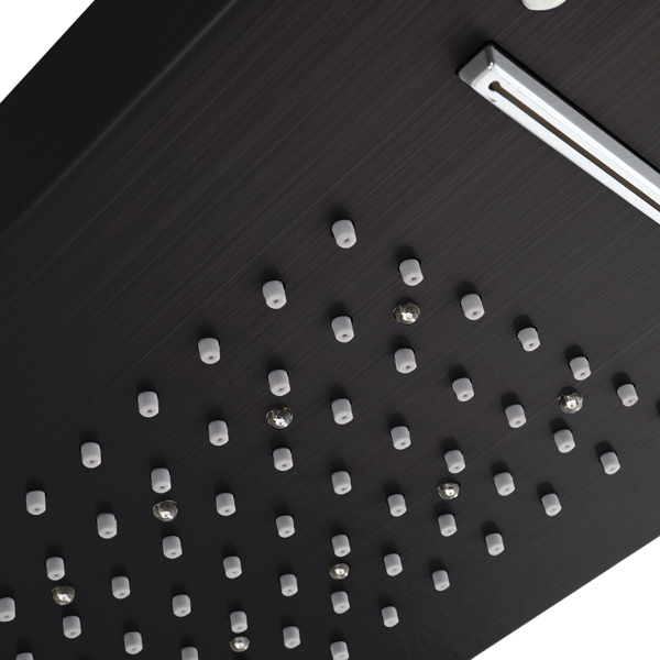 Cu ALightUp 黑色 不锈钢 120cm 分体 淋浴屏 六出水模式 顶部LED灯 6501 N001-26