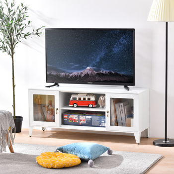 LEAVAN 电视柜现代风格金属电视台，适用于客厅娱乐中心，最大尺寸为55“