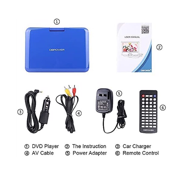 DBPOWER CHY-10 10.1寸便携式DVD播放器 蓝色 US,  (FBA 发货，周末不处理订单）-8