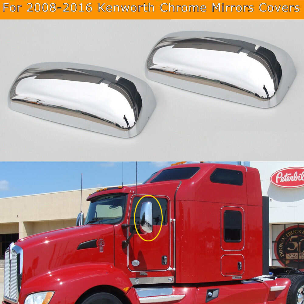 LEAVAN For Kenworth T660 T660 T800 T370 Chrome Door Mirror Covers Right & Left Side Set