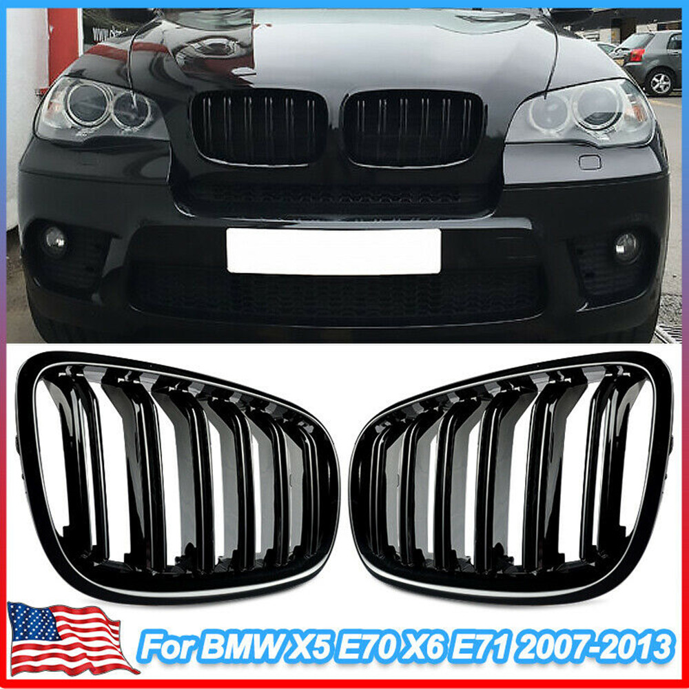 LEAVAN Gloss Black Front Bumper Kidney Mesh Grille Grill For BMW X5 X6 E70 E71 2007-13