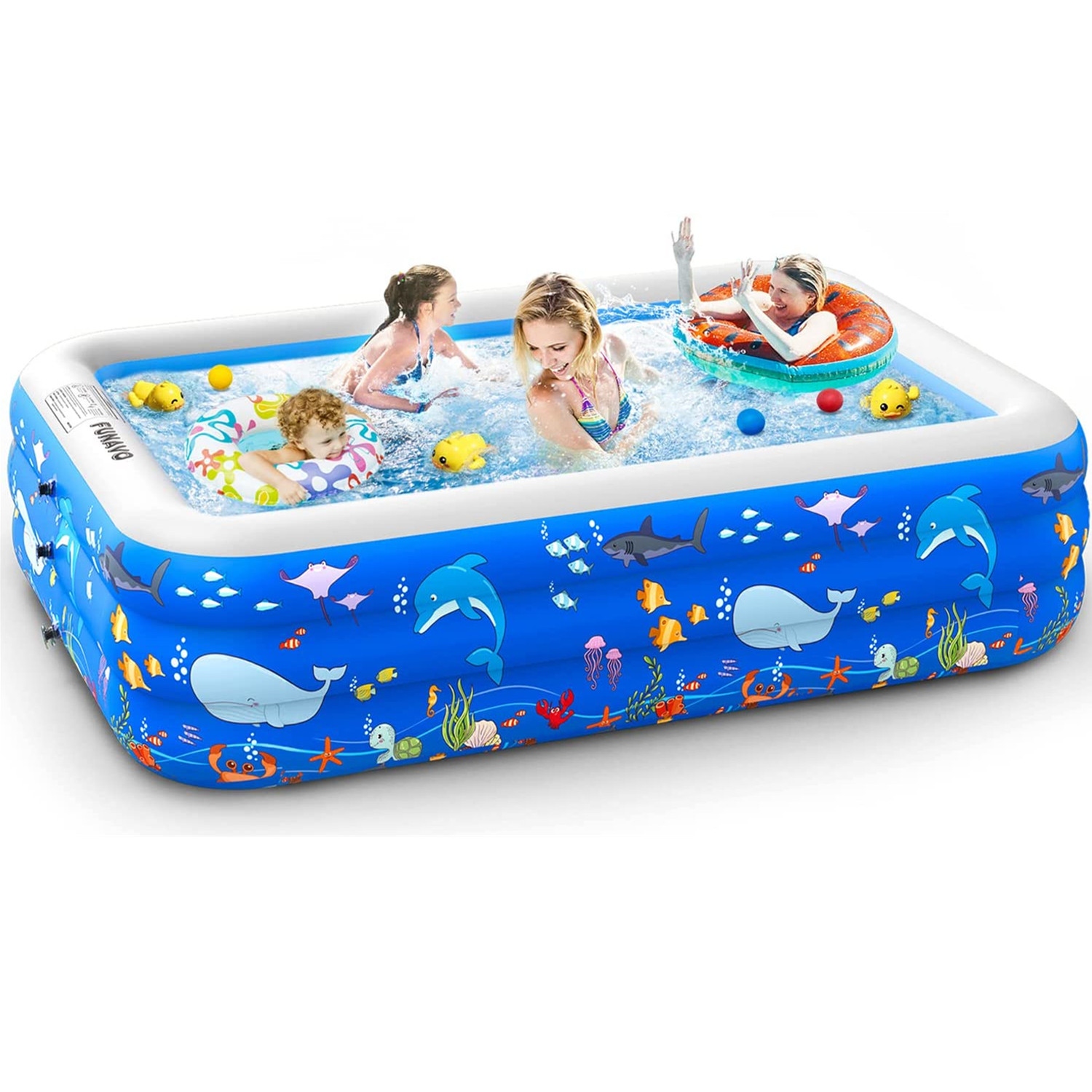 FUNAVO Inflatable Swimming Pools, Inflatable Pool for Kids, Kiddie, Toddler, Adults, 100" X 71" X 22" Family Full-Sized Swimming Pool, Lounge Pool for Outdoor, Backyard, Garden, Indoor, Lounge