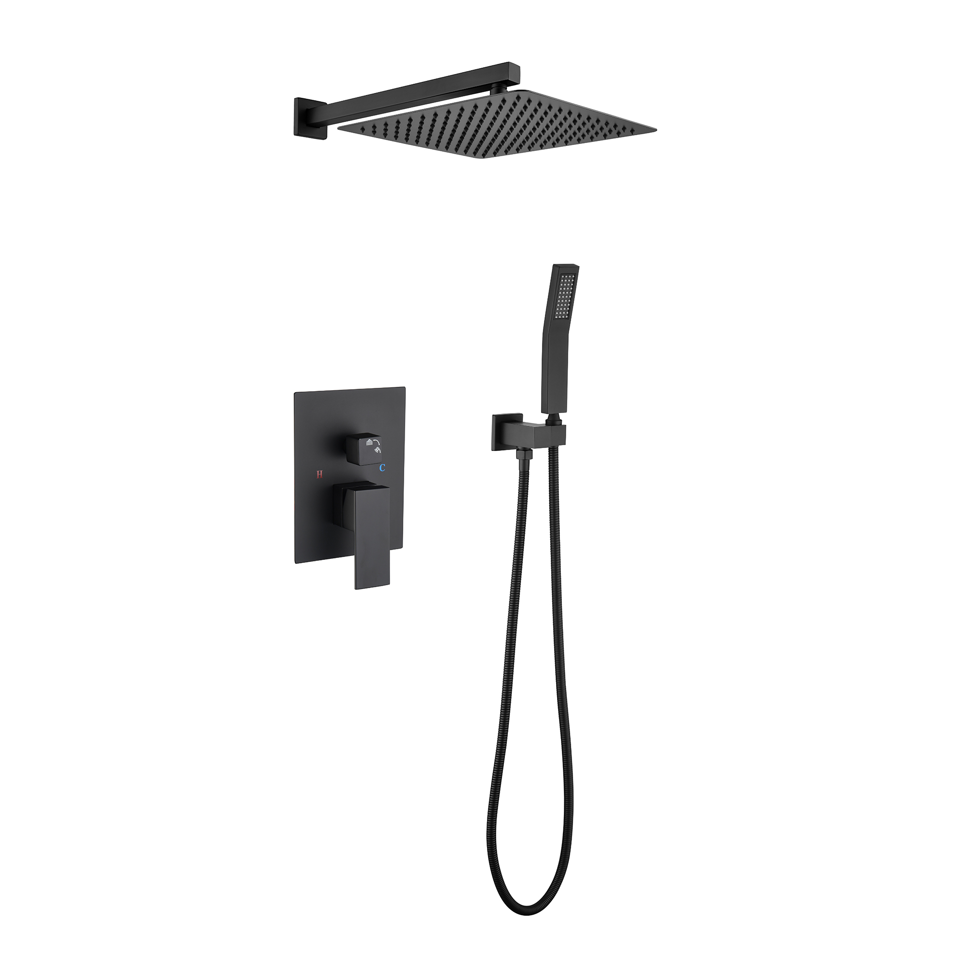 Matte Black Shower Set System Bathroom Luxury Rain Mixer Shower Combo