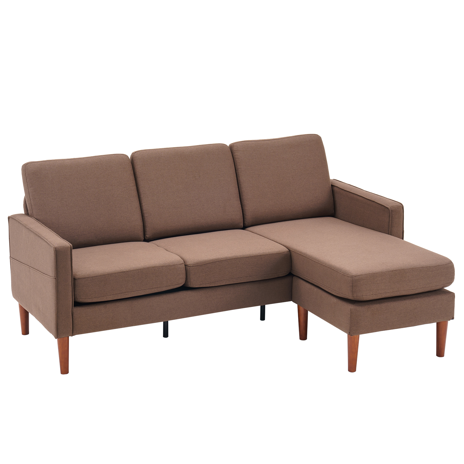 182*73*73cm Fabric Art 2nd Generation American Armrest 3 Persons With Concubine Pedal Indoor Modular Sofa Coffee Brown