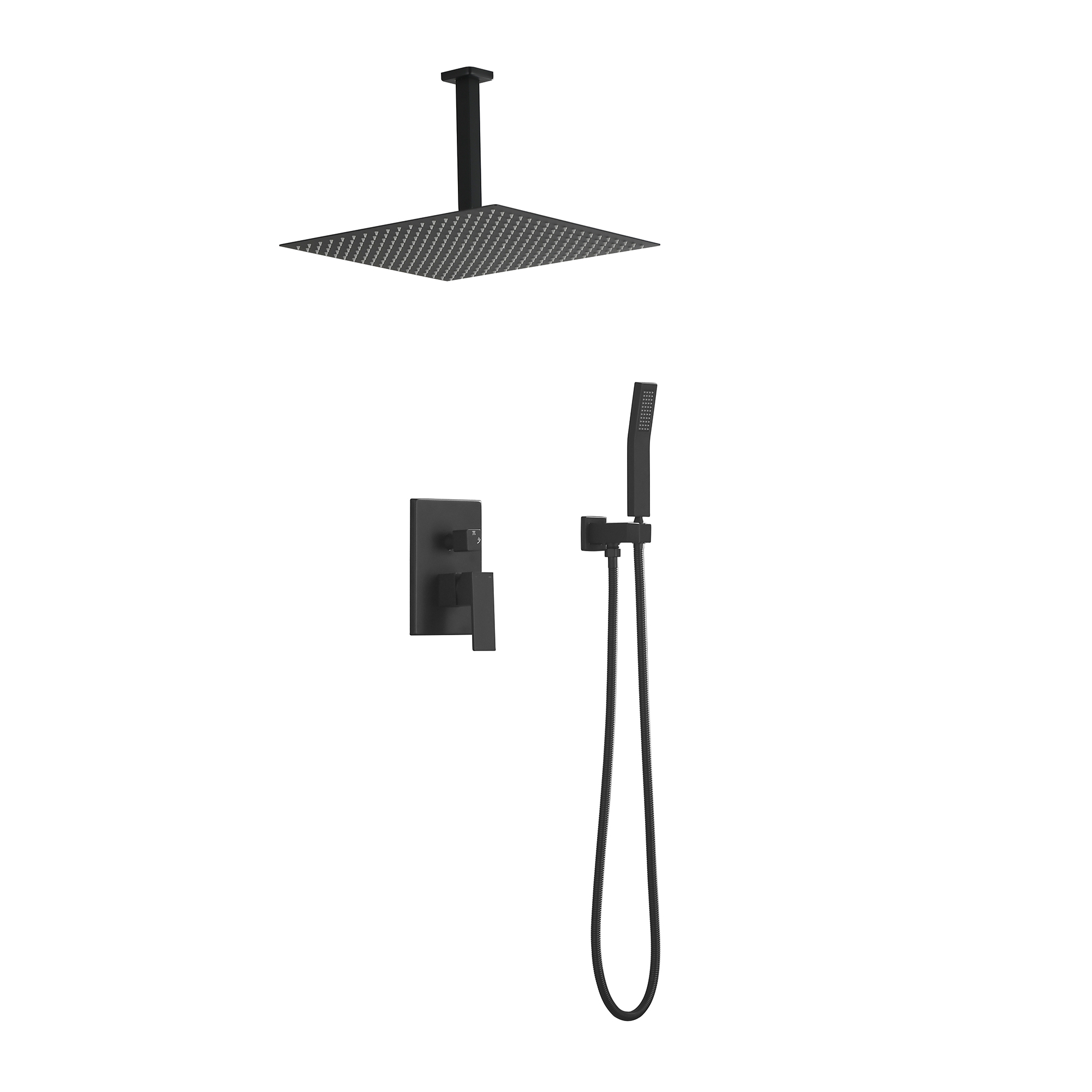 Matte Black Shower Set System Bathroom Luxury Rain Mixer Shower Combo Set Ceiling Mounted Rainfall Shower Head Faucet