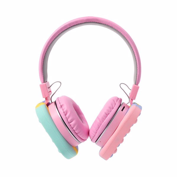 减压耳机儿童玩具耳机，无线蓝牙耳机流行泡泡入耳式耳机减压玩具彩虹色减压耳机适合儿童成人（粉红色）-2