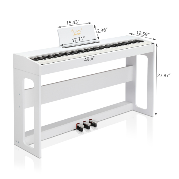 【AM不售卖】Glarry GDP-104/A-815 不带琴凳重锤键盘 无盖 白色 电钢琴-4