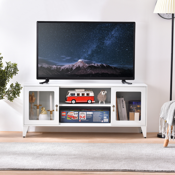 LEAVAN 电视柜现代风格金属电视台，适用于客厅娱乐中心，最大尺寸为55“