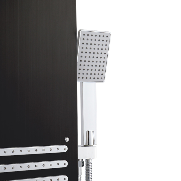 Cu ALightUp 黑色 不锈钢 120cm 分体 淋浴屏 六出水模式 顶部LED灯 6501 N001-10