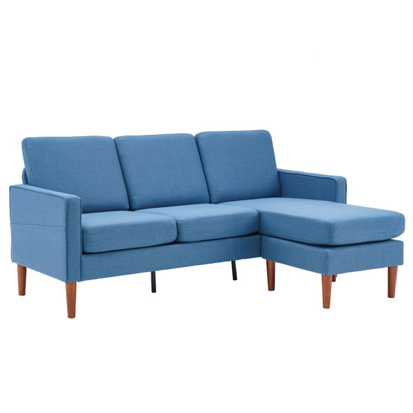 二代 美式扶手 3人位 带贵妃脚蹬 室内组合沙发 布艺 181*76*87cm 藏蓝色 N101-13