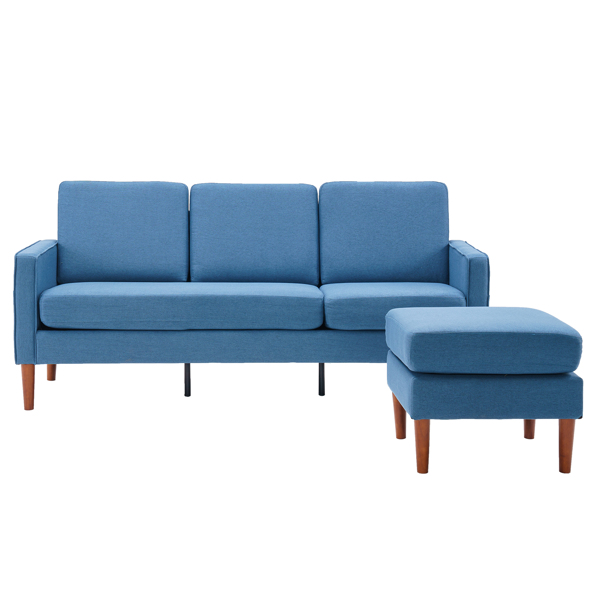 二代 美式扶手 3人位 带贵妃脚蹬 室内组合沙发 布艺 181*76*87cm 藏蓝色 N101-10