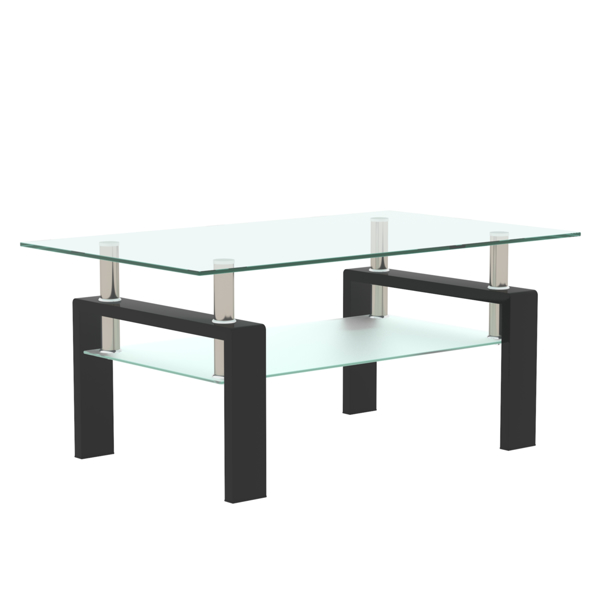 长方形咖啡桌黑色玻璃茶几，透明茶几，现代客厅边桌，客厅家具-4