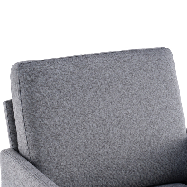 方形 实木框架窄扶手 铁脚 麻布 深灰色 室内休闲椅 N101-3