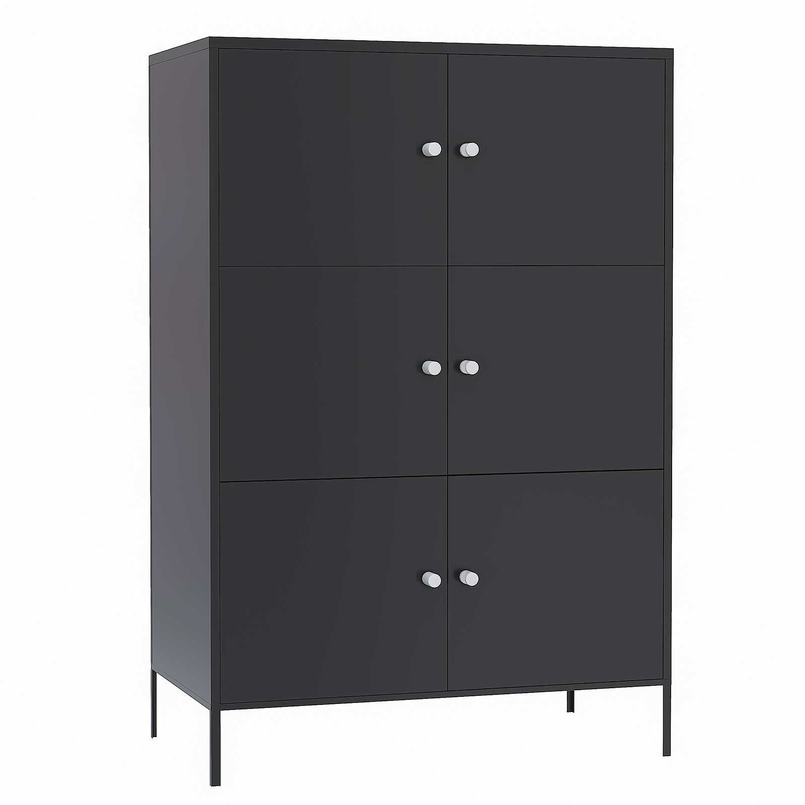 Metal Home Cabinet Bedroom Furniture Design Sales half high chest cabinet design 3 Tier 6 Door Colorful Office Cabinet, Black