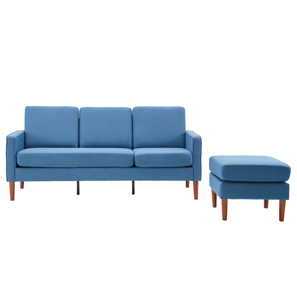 二代 美式扶手 3人位 带贵妃脚蹬 室内组合沙发 布艺 181*76*87cm 藏蓝色 N101-11