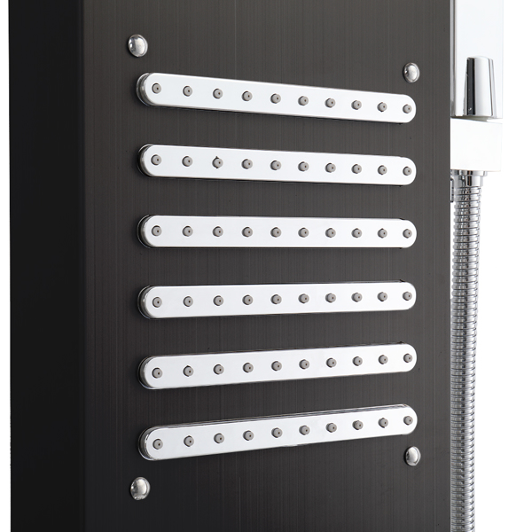 Cu ALightUp 黑色 不锈钢 120cm 分体 淋浴屏 六出水模式 顶部LED灯 6501 N001-25