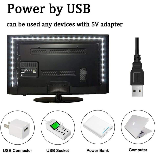 5V电视背景USB灯控制器滴胶灯条（防水）3键款 2米-11