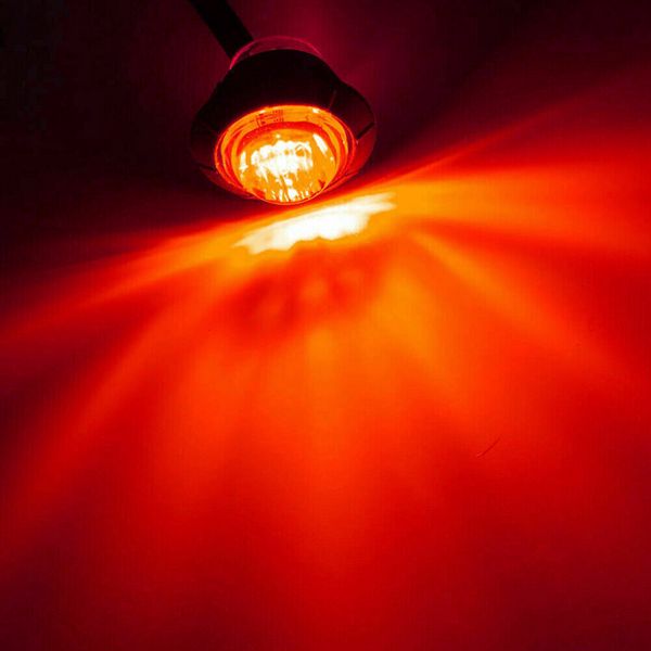 10pcs 圆形0.75英寸中网小黄灯3SMD卡车边灯适用转向灯尾灯警示灯 金属壳 红色-4