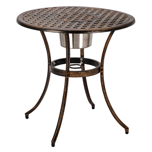 2pcs单人椅和1pc圆桌 带冰桶 古铜色 铸件套装 铝 欧洲 N001-6