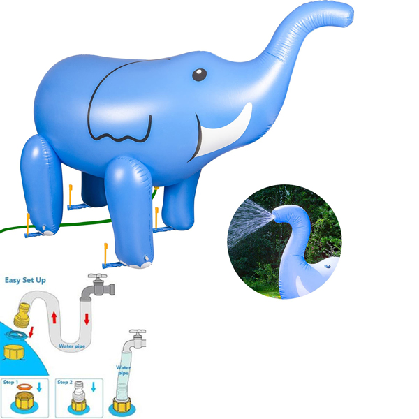 充气喷水大象户外庭院夏季泳池派对水上玩具,适合后院使用-8
