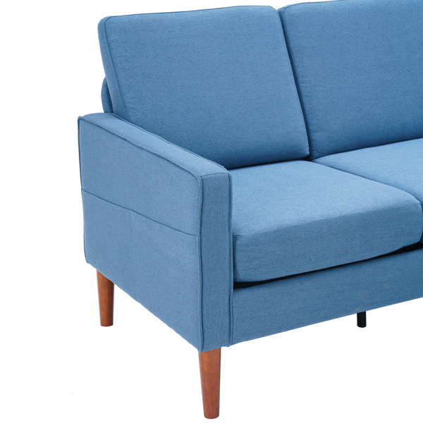 二代 美式扶手 3人位 带贵妃脚蹬 室内组合沙发 布艺 181*76*87cm 藏蓝色 N101-9