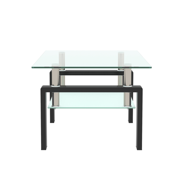 长方形咖啡桌黑色玻璃茶几，透明茶几，现代客厅边桌，客厅家具-7