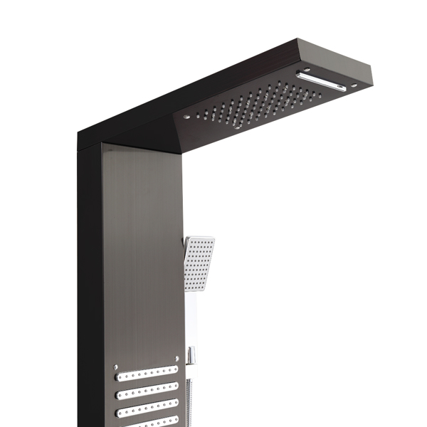 Cu ALightUp 黑色 不锈钢 120cm 分体 淋浴屏 六出水模式 顶部LED灯 6501 N001-3